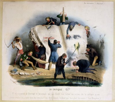 Literary Criticism, caricature of literary critics removing passages from books that displease them, c.1830 by Charles Joseph Travies de Villiers
